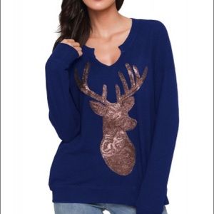 Sequin holiday reindeer top